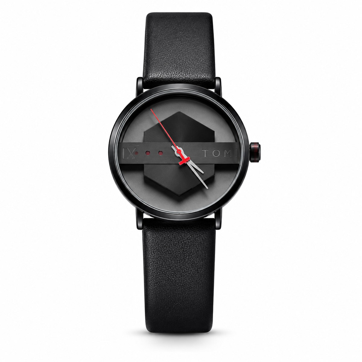 Tomi All Black Hexa Dial Watch