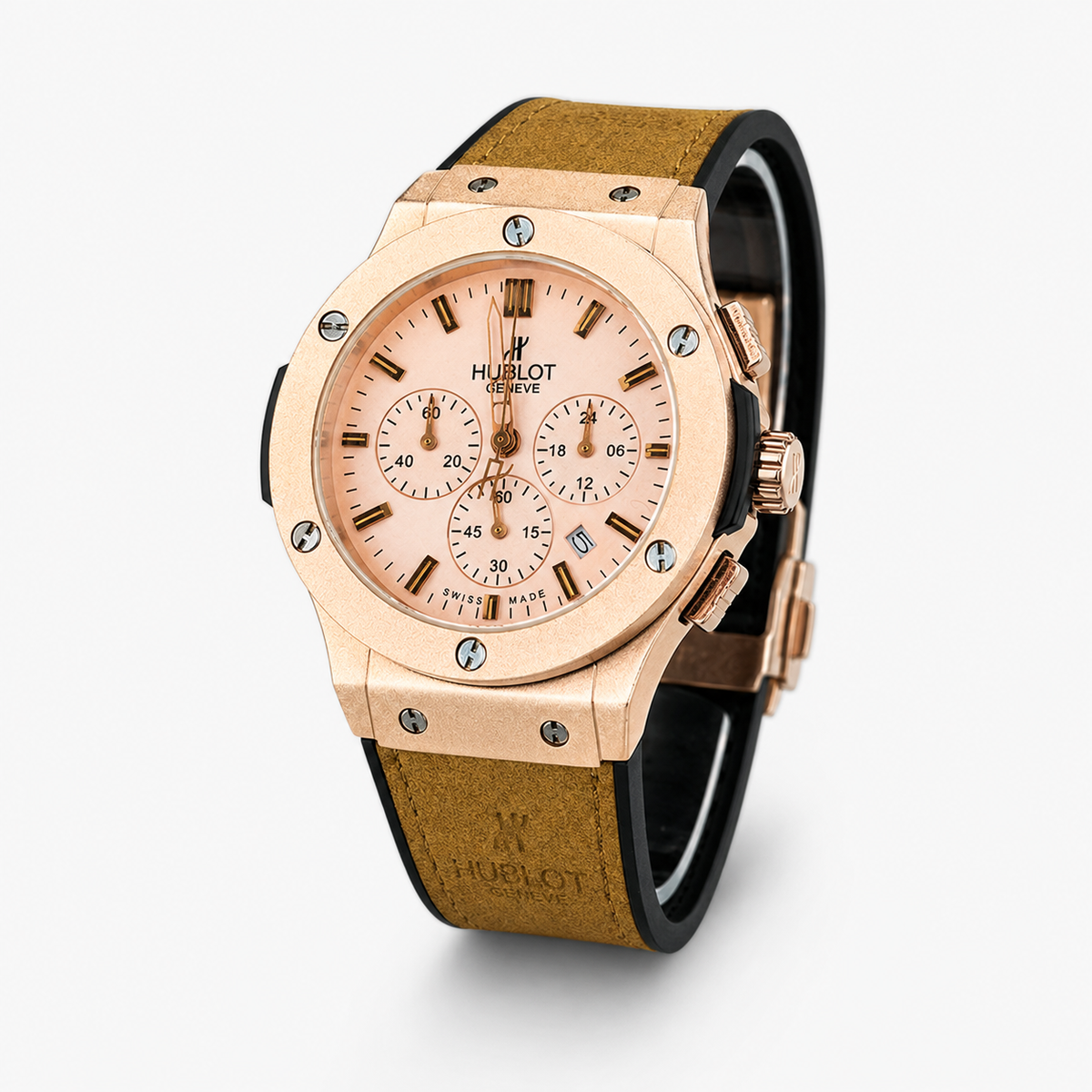Brown Rose Gold Chronograph Dial Hubl*t Watch