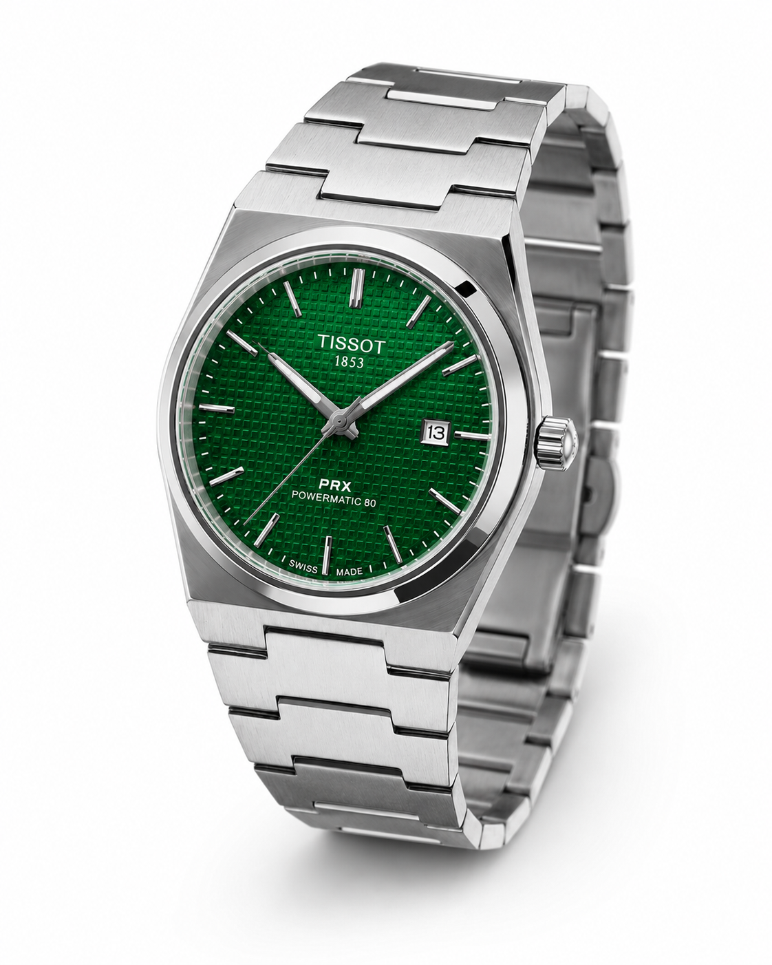 Tissot PRX Silver Emerald Dial Quartz Watch