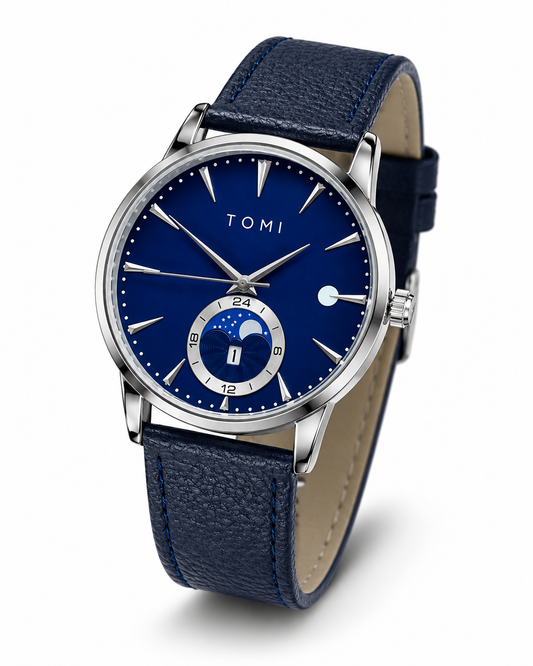 Tomi All Blue Leather Magnetic Strap Watch