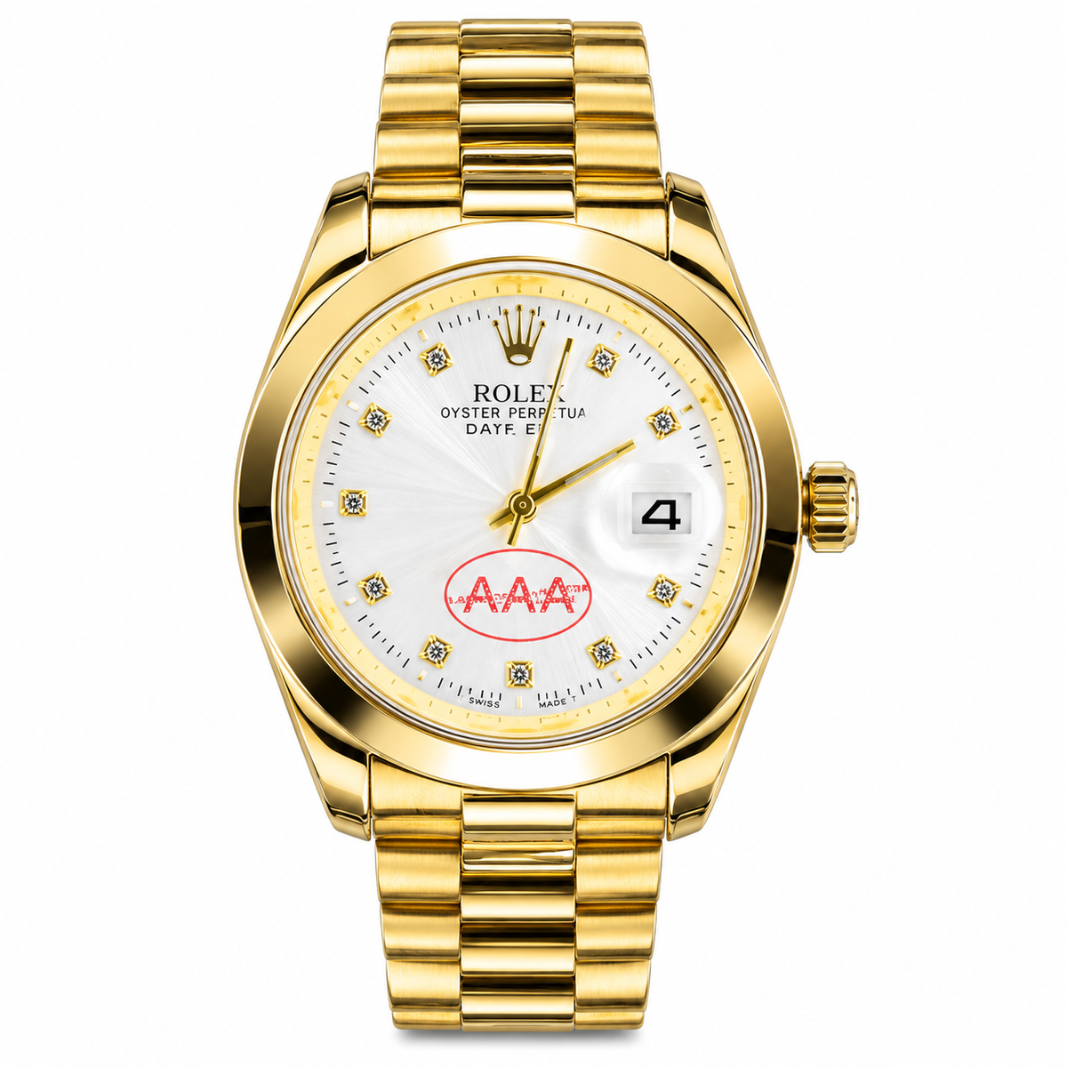 Gold White Plain Bezel Date Just Watch