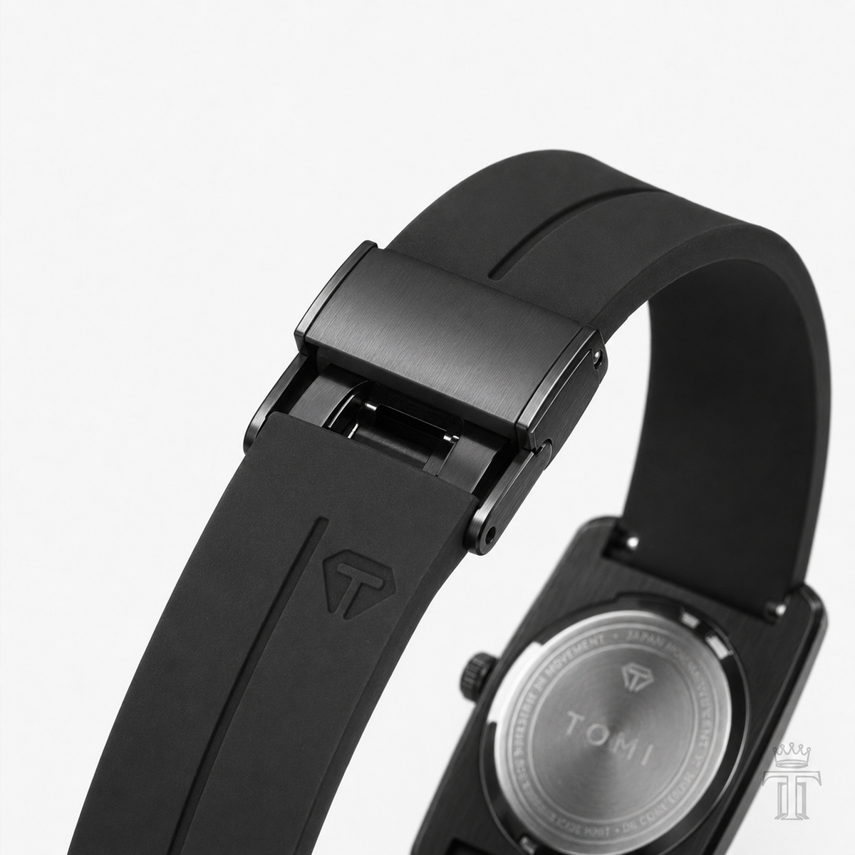 Tomi All Black Tank Magnetic Strap Watch