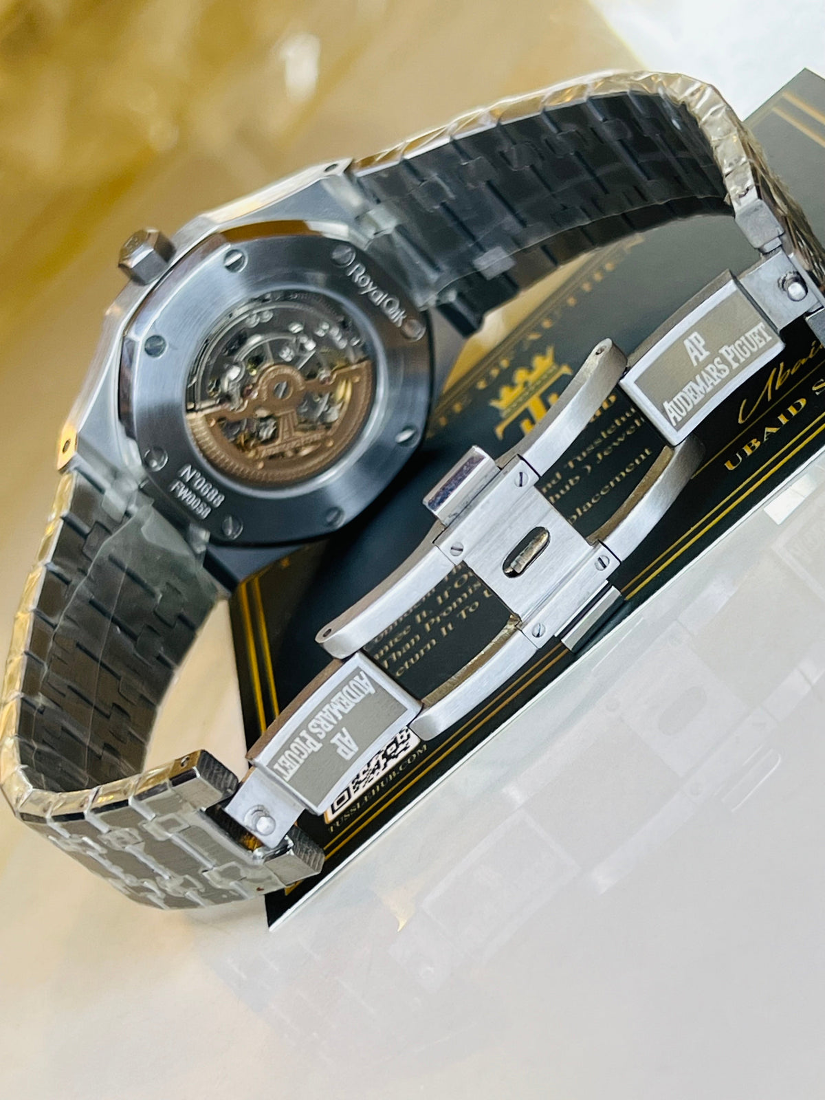 AP Silver Black Automatic Skeleton Dial Super Clone Watch