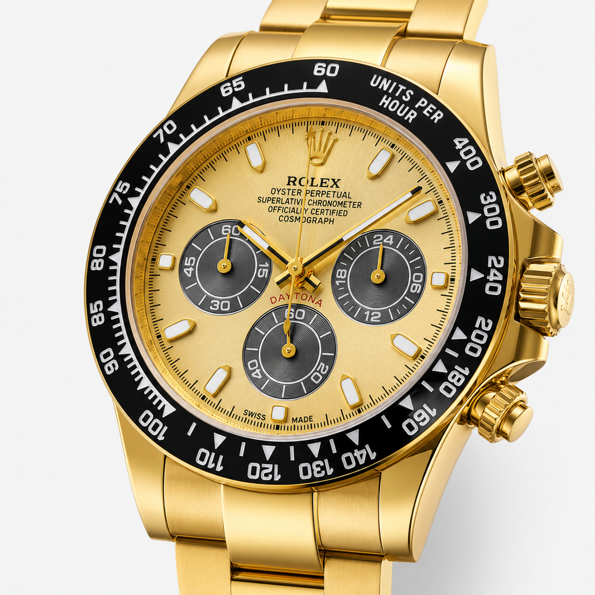 Gold Daytona Chronograph Master Clone Chain Strap Watch