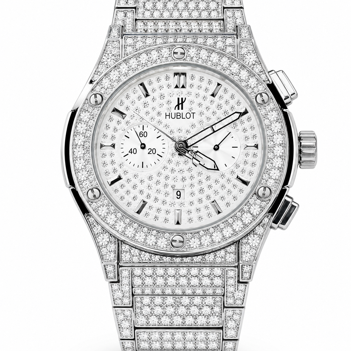 Silver Big Bang Iced Out Watch