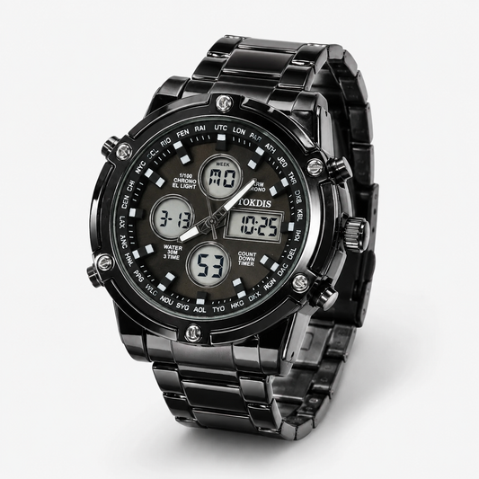 Black Metal Digital Analogue Tokdis Watch
