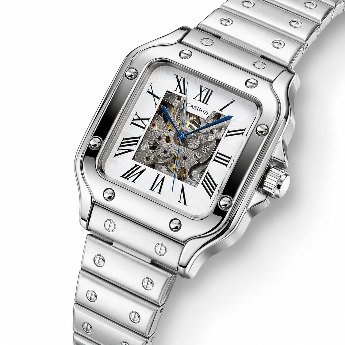 Silver Chain Tank Automatic Watch