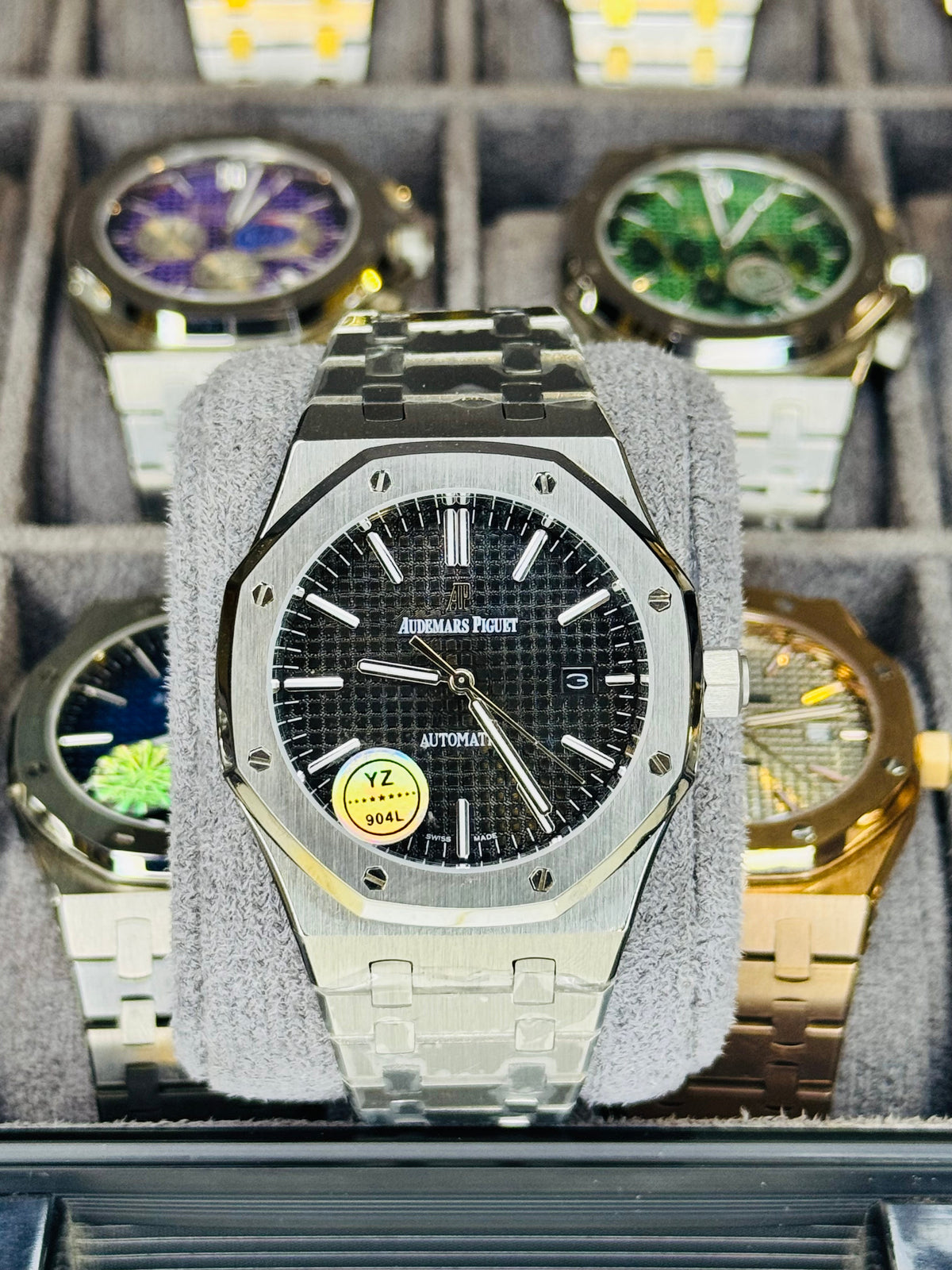 AP Super Clone Silver Black Waffle Royal Oak Watch