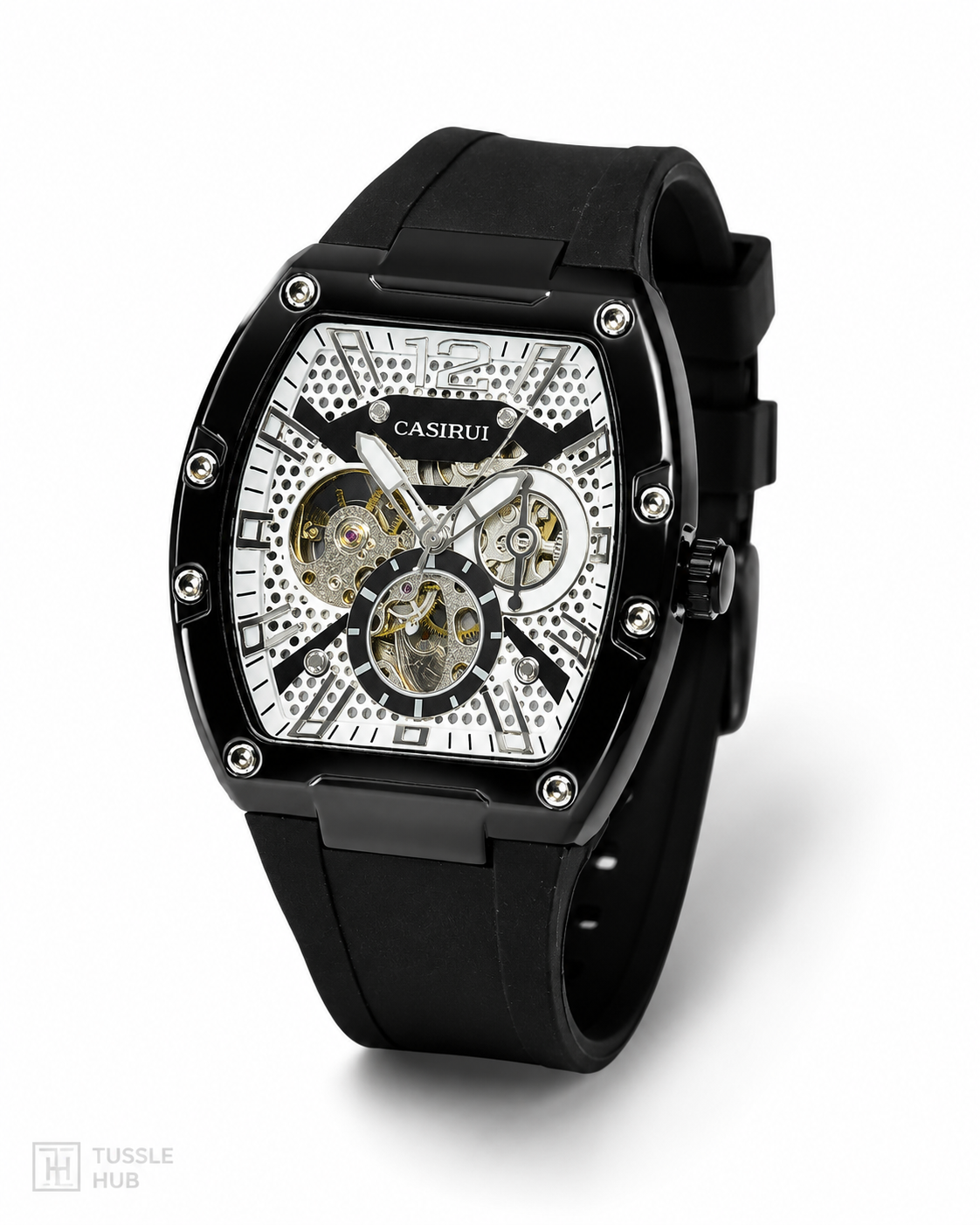 Black Automatic Skeleton RM Dial Watch
