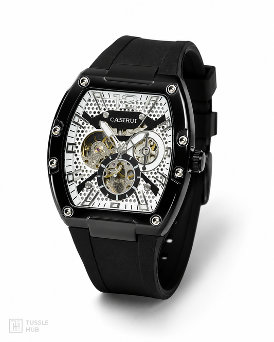 Black Automatic Skeleton RM Dial Watch