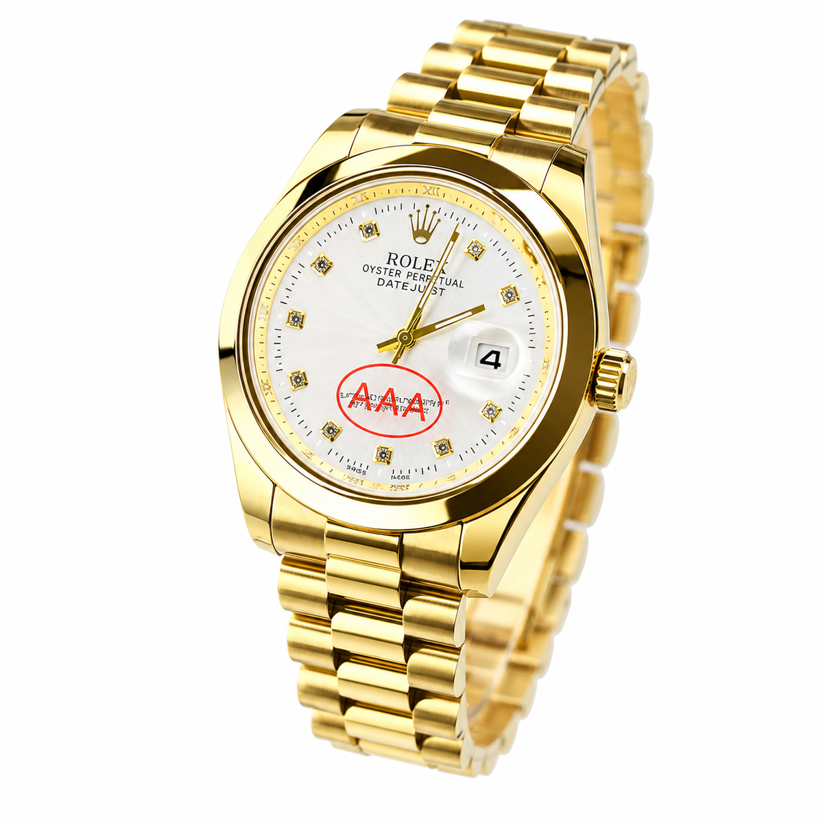 Gold White Plain Bezel Date Just Watch