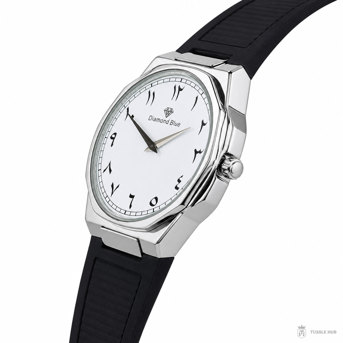 Black White Slim Arabic Magnet Strap Watch
