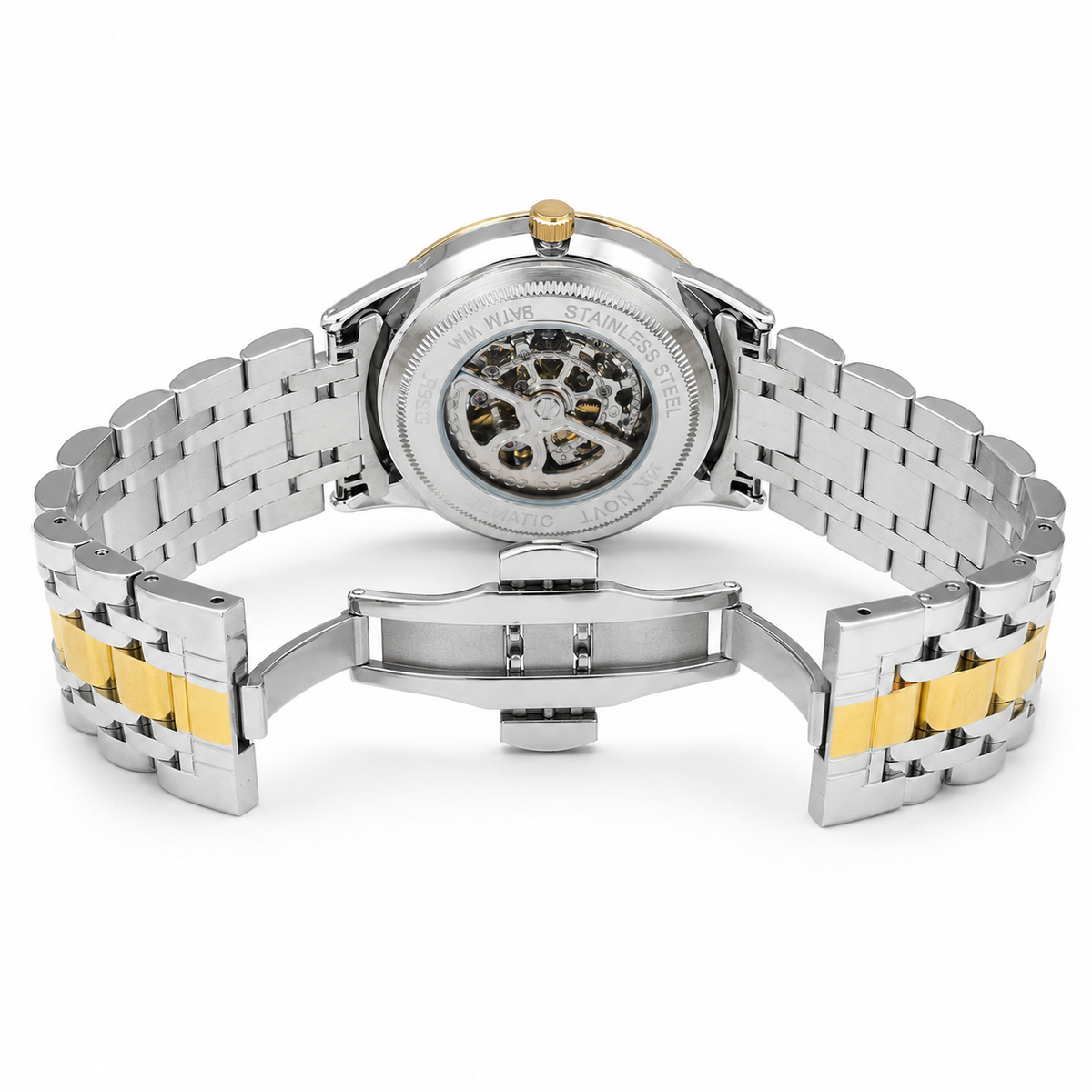 Two Tone Navy Citizen Skeleton Automatic Watch