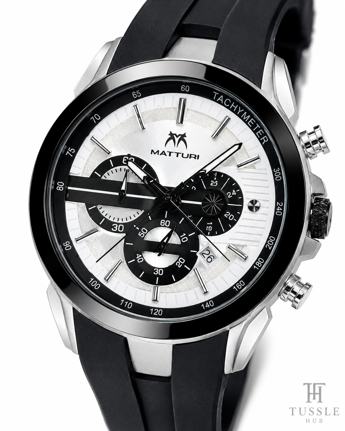 Black White Matturi Urban Chrono Watch