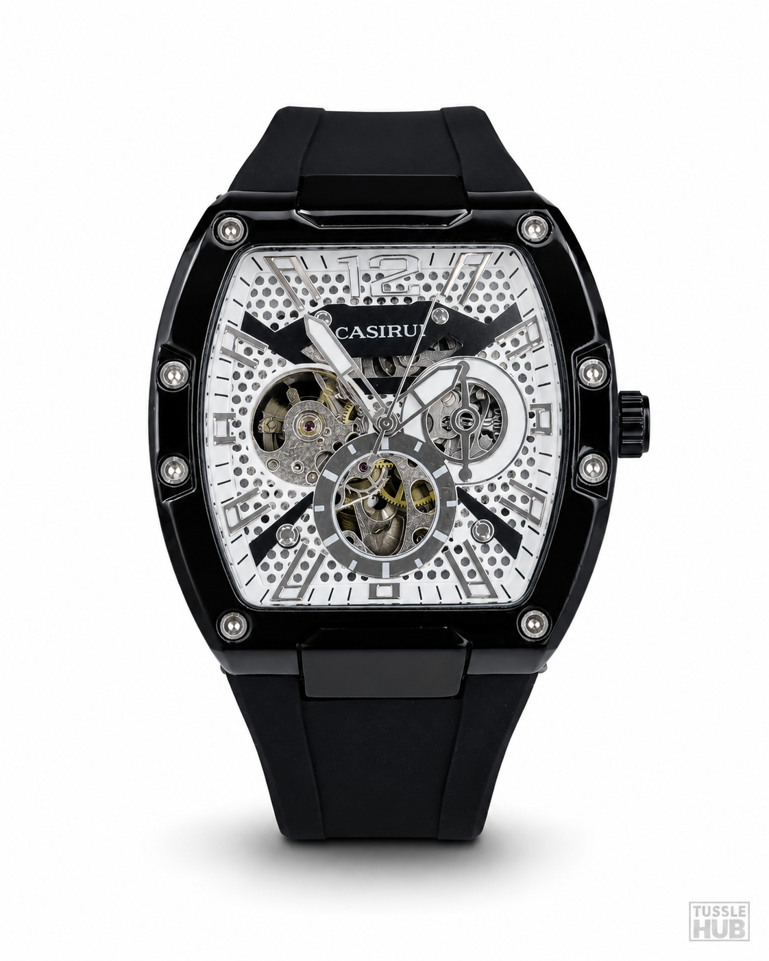 Black Automatic Skeleton RM Dial Watch