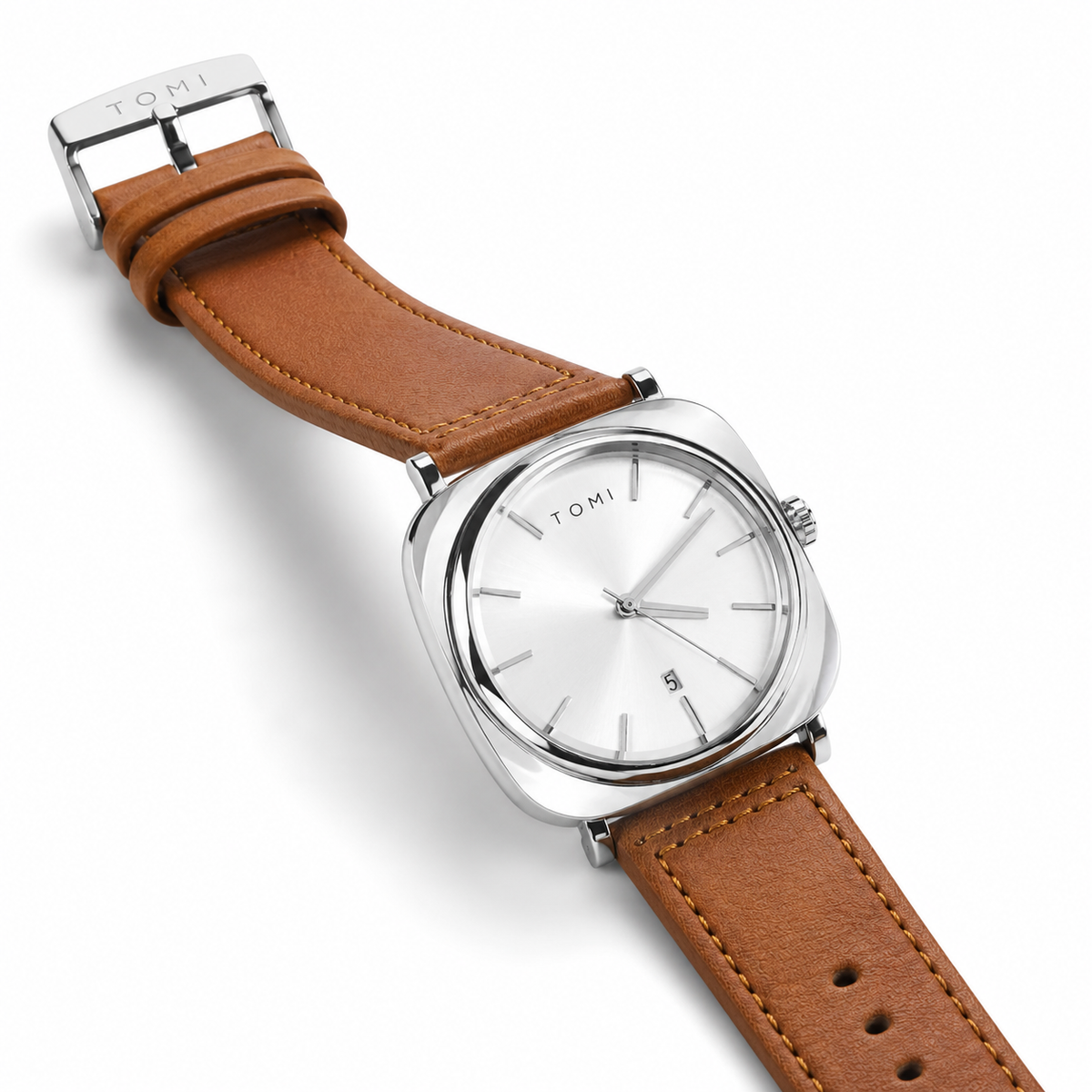 Tomi Brown Silver Business Class Watch
