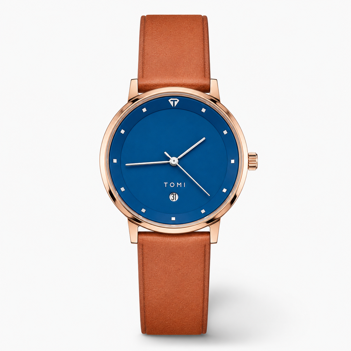 Tomi Brown Strapped Ocean Dial Elegance Watch