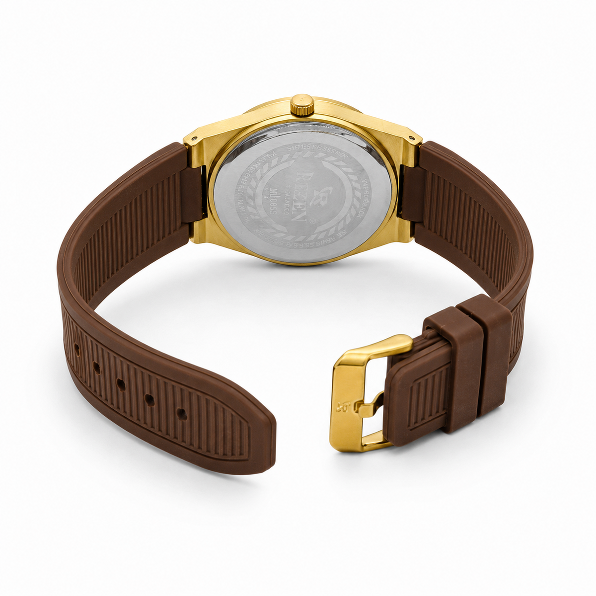 Matturi Brown Gold Silicone Chronograph Watch