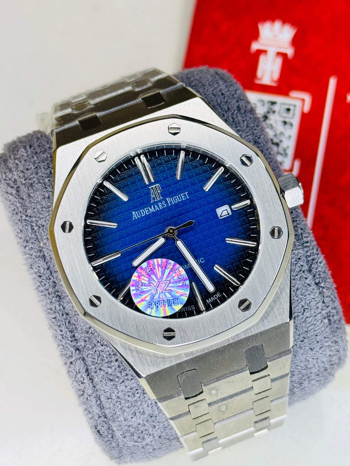 AP Super Clone Silver Sapphire Waffle Royal Oak Watch