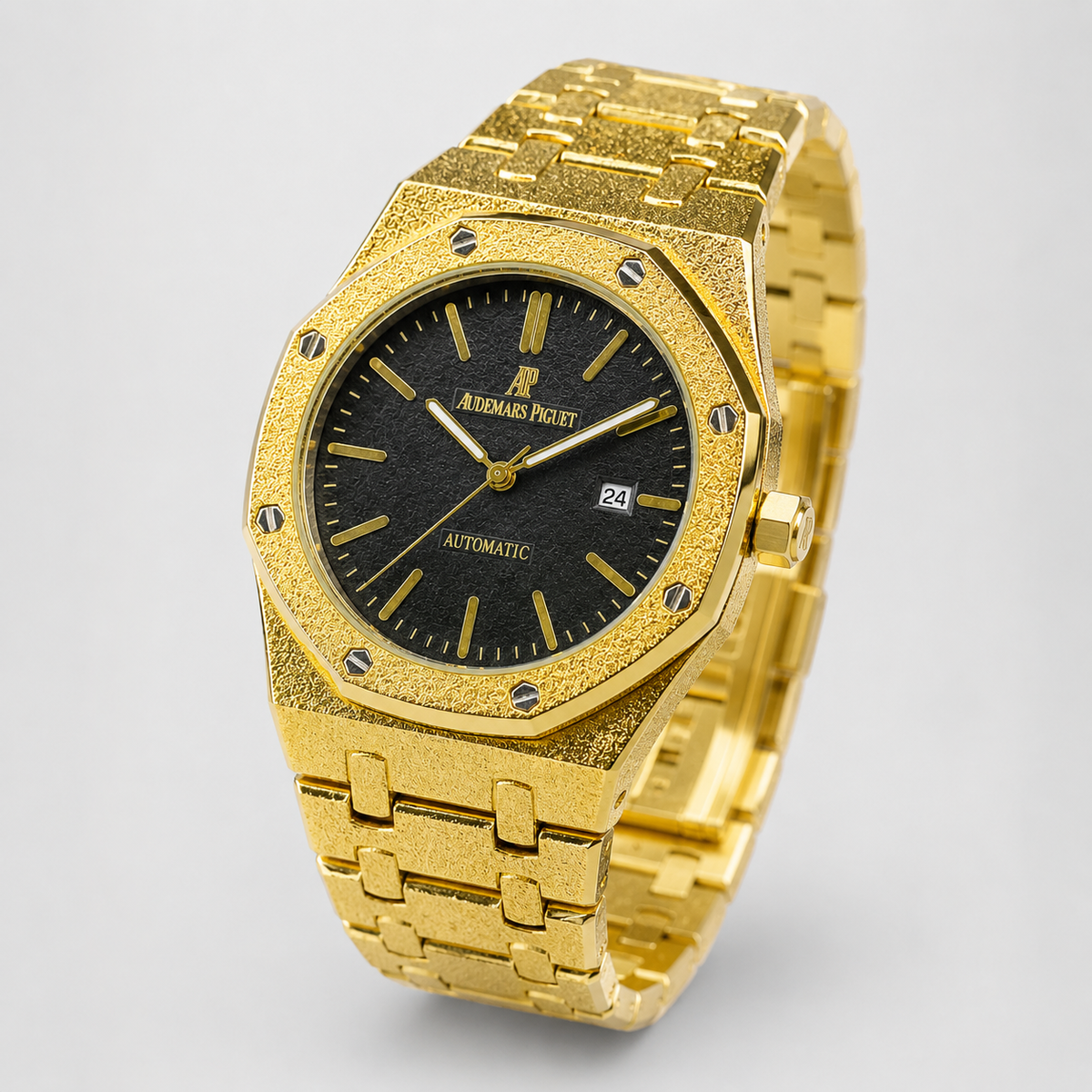 Frosted Gold Black AP Watch