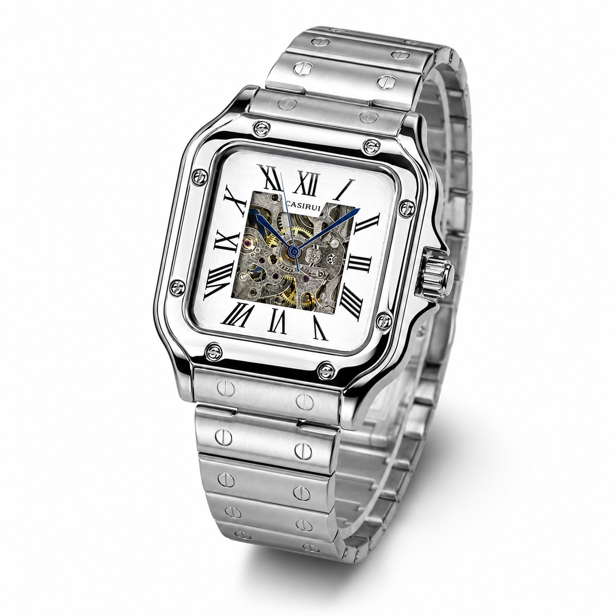Silver Chain Tank Automatic Watch
