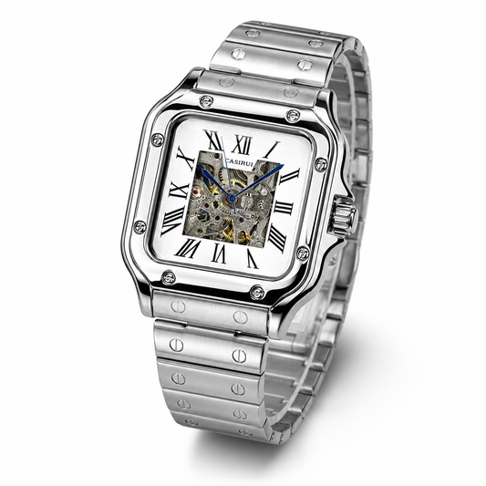 Silver Chain Tank Automatic Watch