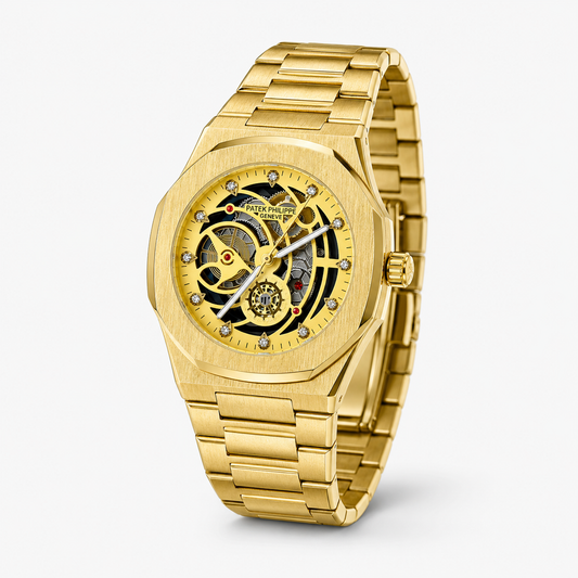 All Gold Skeleton Chain Strap PP watch