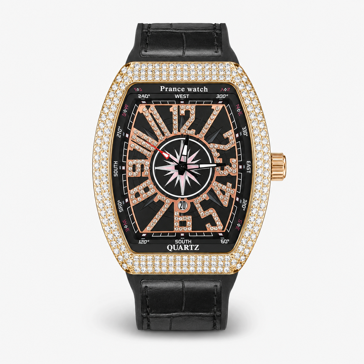 Vanguard Black Rose Gold Iced Frank Muller Watch