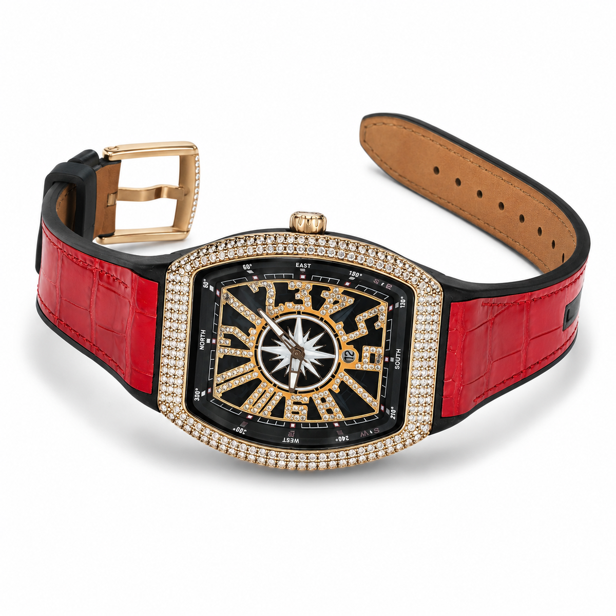 Vanguard Red Rose Gold Iced Frank Muller Watch