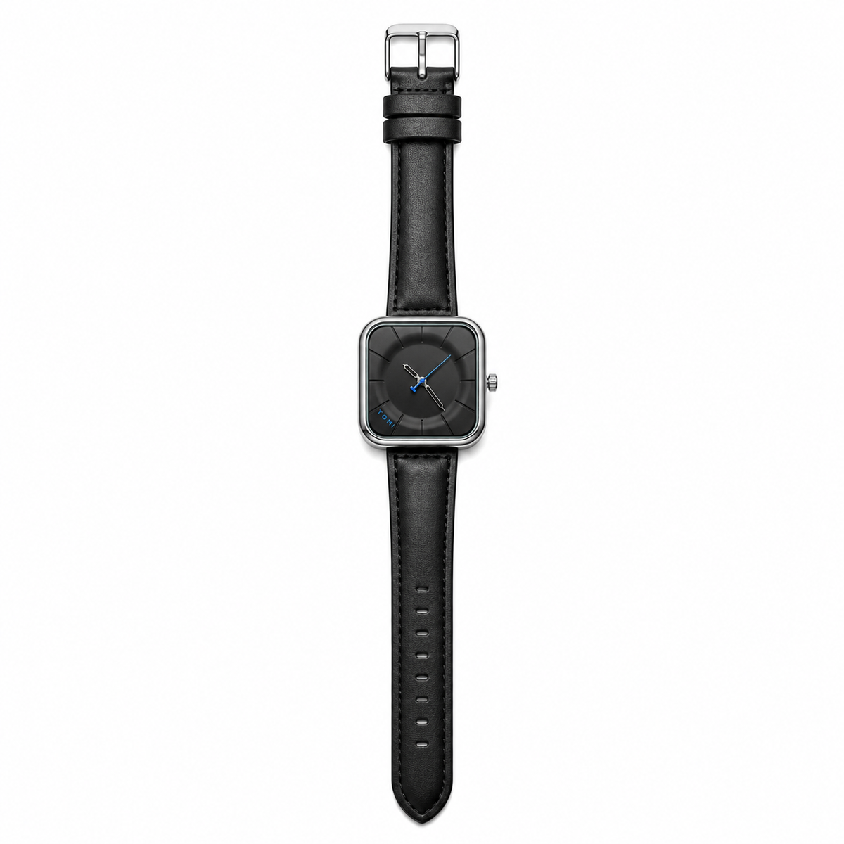 Tomi Black Silver Square Dial Watch