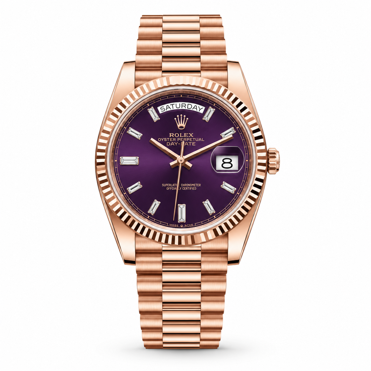 Day Date Rose Gold Indigo Dial Automatic Super Clone Watch
