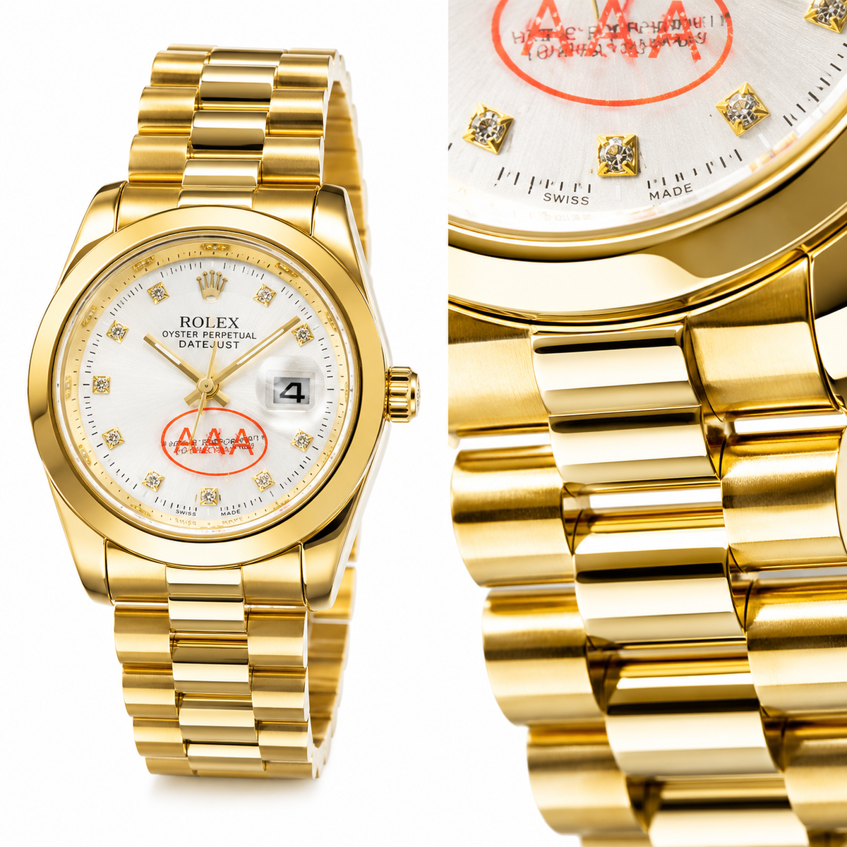 Gold White Plain Bezel Date Just Watch