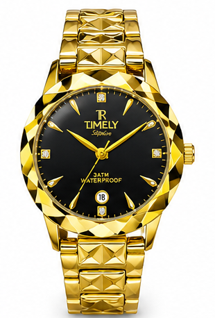 Timely Gold Black Couple Watch
